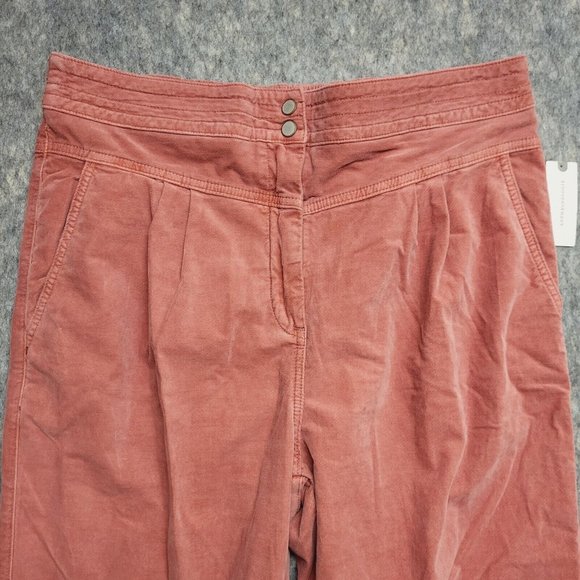 Anthropologie Kalea Trouser Jogger Womens Large Rose Pleated Corduroy High Rise - Picture 3 of 14